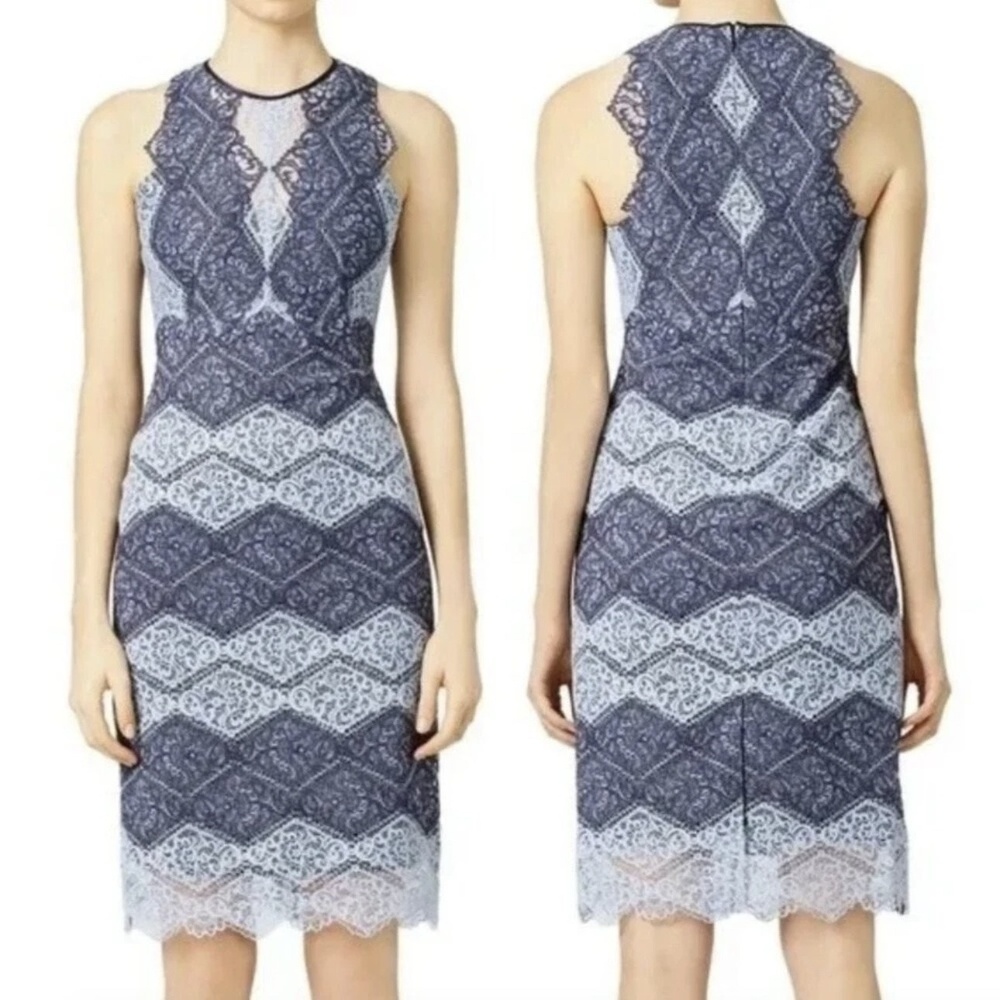 Anthropologie erin fetherston Sheath Dress Sz 8 Blue Navy Lace Midi